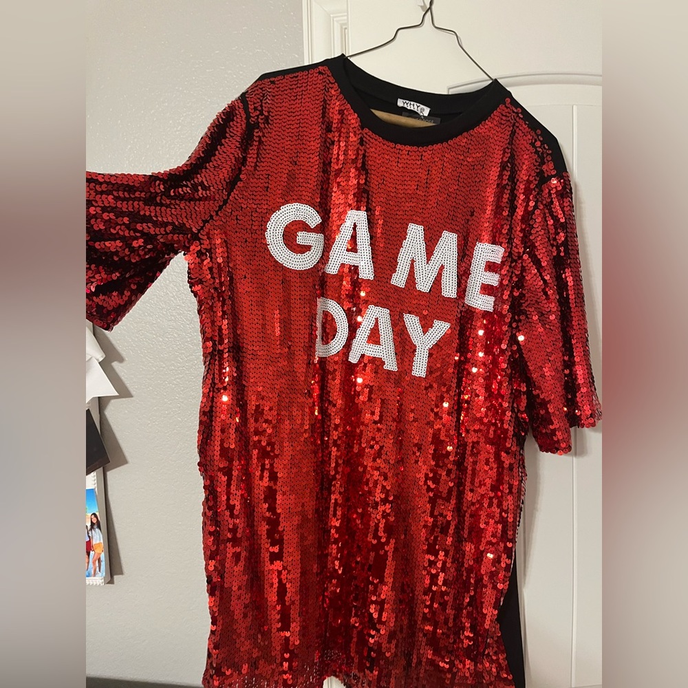 COPY - sequin game day t shirt dress
